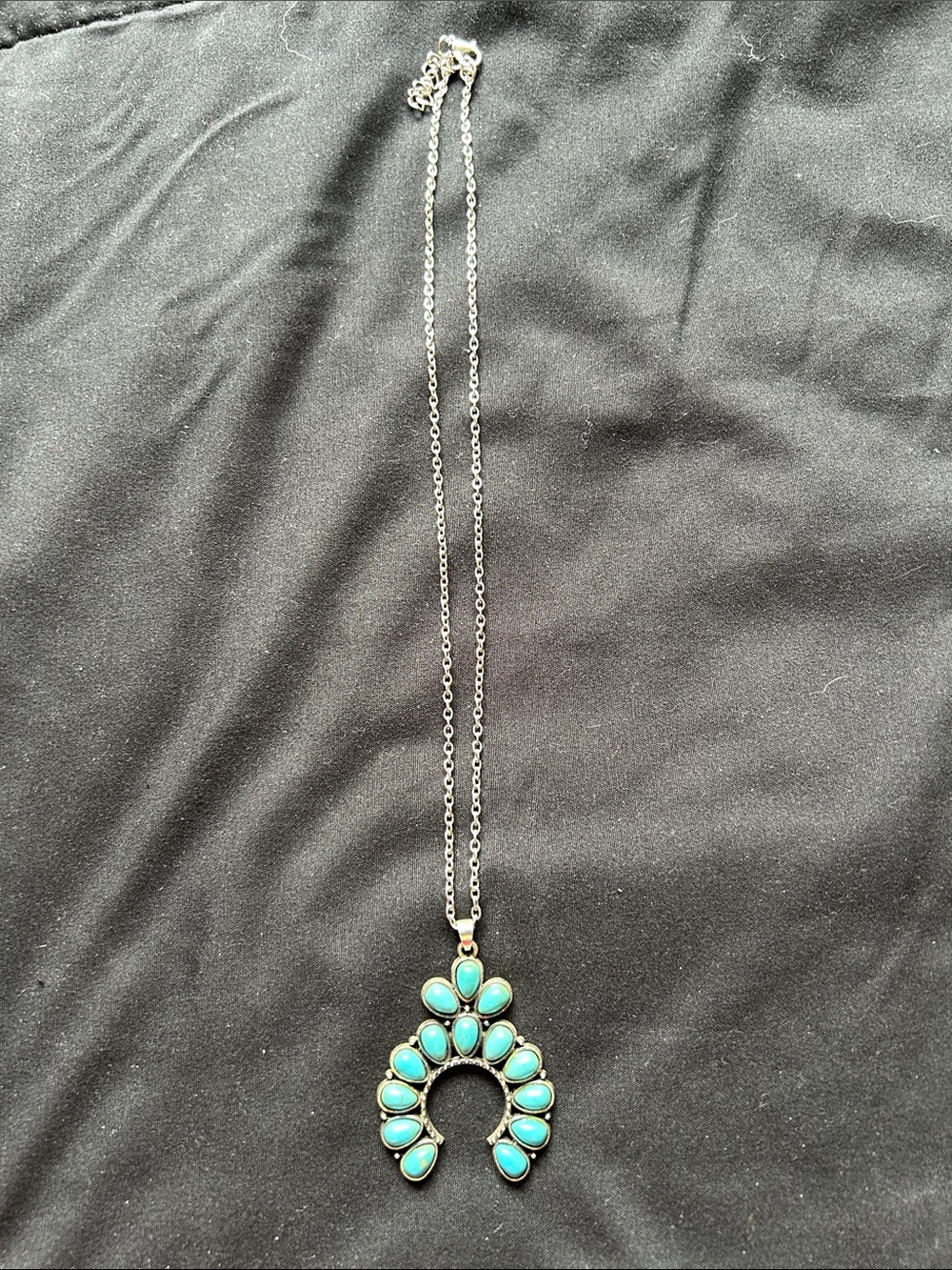 SHEIN Silver-Tone Necklace with Turquoise Teardrop Cluster